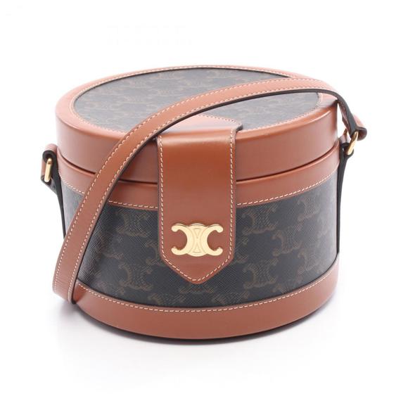 Celine Tambour Medium Triomphe Shoulder Bag in PVC-Coated Canvas and Leather,... - Picture 1 of 6